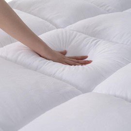 Mattress Topper Queen, Cooling Plush Bed Thick Pillow Top Pad, Hotel Quality Down Alternative for Queen Size with Deep Pocket, Soft Feather Toppers