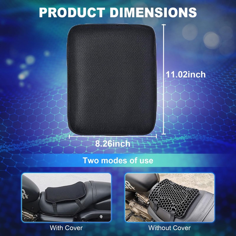 CERITORN Motorcycle Gel Seat Cushion, 3D Honeycomb Shock-Absorbing, Hollow and