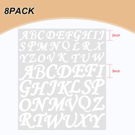 Tenceur 416 Pcs 8 Sheets Letter Stickers Self Adhesive Alphabet Stickers Vinyl Stick on Letters for DIY Crafts Gift Art Business Notebook Classroom Decor(2 Inch, 3 Inch,White)