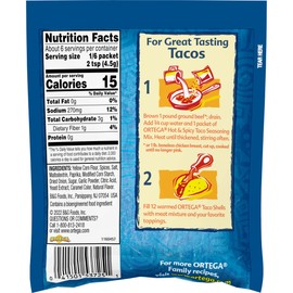 Ortega Taco Seasoning Mix, Hot, 1 Ounce (Pack of 12)