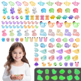 120PCS Luminous Mini Resin Animals Tiny Animals Figures to Hide, Mini Ducks Chicken Rabbits Glow in the Dark Miniature Fairy Garden Accessories, Landscape Dollhouse Decor Aquarium Potted Decoration