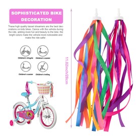 GWAWG 2 Pair of Kids Bicycle Color Ribbons, 4 Pieces 10 Inch Girls Boys Bicycle Handlebars Rainbow Colored Tassel Streamers Bicycle Scooter Tricycle Stroller Accessories