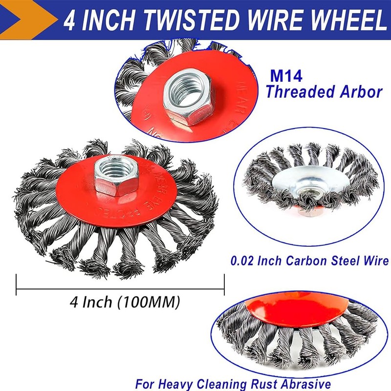 Twist Knot Wire Wheel Cup Brush Set for Angle Grinder,