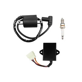 TIKSCIENCE Ignitor CDI and Spark Plug Fit for Yamaha Gas Golf Cart G9 1991-1995, Ignition Coil Set Replace 99999-02368-00 BR5-ES000-04-00 J38-82310-20-00