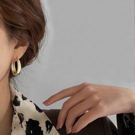 ALEXCRAFT Hoop Earrings 925 Silver for Women Earrings Small Huggie Hypoallergenic Earrings, Brass, No Gemstone