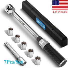 GOYOJO 7PCS/Set 1/2" Heavy-Duty Torque Wrench, 20-210 N.m (14.75-155 ft-lbs) for Bike