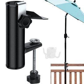 Anyingkai Parasol Holder, Balcony Railing, Adjustable, Space-saving Parasol Holder, Balcony Railing, Parasol Stand, black