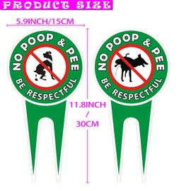 No Pooping Dog Signs For Yard, 2 Piece Aluminum Double Sided Printing 11.8 x 5.9 inch No Dog Poop Signs UV Protected and Weatherproof - Stop Dogs from Pooping or Peeing On Your Lawn/Patio/Garden
