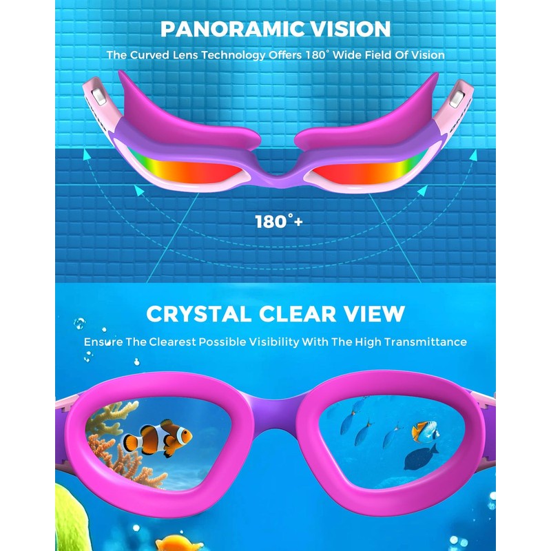 OMID Kids Swim Goggles, P2mini Lite Clear Lens Goggles for