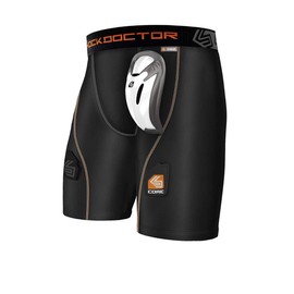 Boy's Compression Hockey Short w/BioFlex Cup Black L