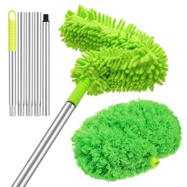 Baluue Ceiling Fan Cleaner Duster, with 5-12 Foot Extension Pole, High Ceiling and Window Kit, Cobweb Duster, Fan Duster, Reusable and Washable