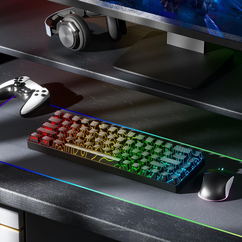 XVX Topographic PBT Keycaps, Shine Through Key caps, Double Shot