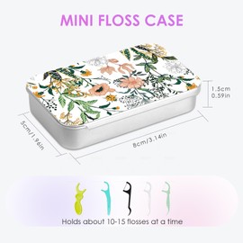 Gerkia 2Pack Travel Floss Picks Case, Refillable Portable Floss Pick Holder and Dispenser, Small Tin Box Containers.