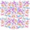 QIANSSE 60Pcs 10 Colors 3D Mesh Butterfly Appliques 5x3.5cm DIY