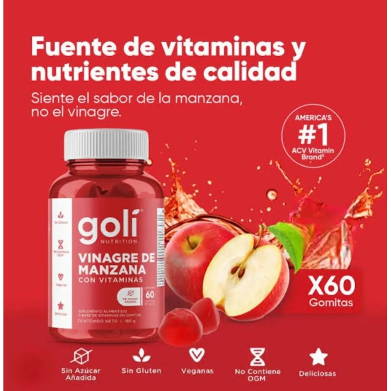 Gomitas Goli Vinagre De Manzana Sin Gluten 60 Unidades