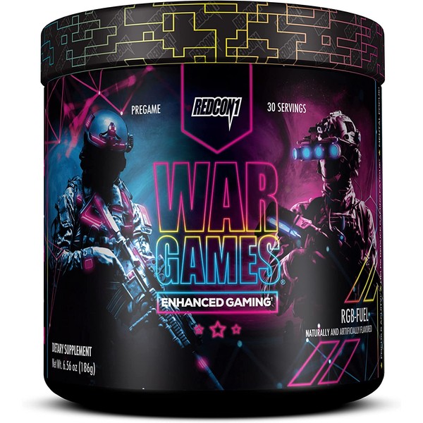 REDCON1 War Games, RGB-Fuel - Keto Friendly Focus Formula - Focus Supplement with Nootropics + Green Tea Extract - Low Caffeine Yerba Mate with TeaCrine & Dynamine (30 Servings)