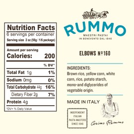 Rummo Gluten Free Elbows Pasta N.160 - Elbow Macaroni Noodles, Made with Brown Rice & Corn, Whole Wheat Pasta, GF Pasta Noodles- 12 Ounce (Pack of 5)
