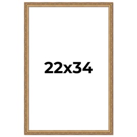 Poster Palooza 22x34 Traditional Antique Gold Complete Wood Picture Frame with UV Acrylic Plexiglass, Foam Board Backing & Hardware Included