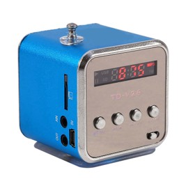 Yoidesu TD-V26 Portable Mini Speaker Music Player FM Radio Battery Powered Mini Digital Display Screen Speaker Music Player for Computer&Cell Phone Support TF Card and U Disk (Blue)