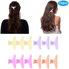 Juego de 12 pinzas de pelo coloridas con diseño de mariposa para sujetar el pelo, sección de pelo, pinzas, herramienta de peluquería(Clear)