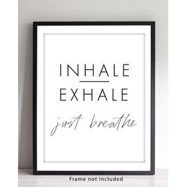 Inhale Exhale Inspirational Typography Word Wall Art - 11x14 UNFRAMED Print - Makes a Great Gift for Lovers of Peaceful, Relaxation, Zen, Spa, Motivational Decor. “Inhale Exhale Just Breathe”