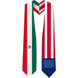 USA & Mexico Graduation Sash - Fits All Body Types - Premium Quality Mixed American & Mexican Stole