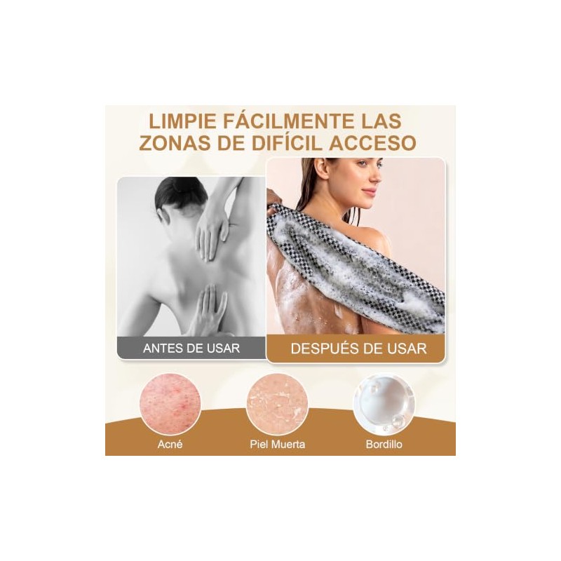 LEKOU 2PCS 9 x 40IN Toallas De Baño Exfoliantes