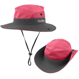 29 IYEBRAO 2 Pack Kids Girls Sun Hat with Ponytail Hole Summer Wide Brim UV Protection Bucket Cap for Beach＆Fishing UPF 50+