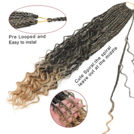 Boho Goddess Braids Crochet Hair for Black Women 18 Inch 8 Packs Bohemian Crochet Braids Hair Extensions with Curly Ends Boho Box Braids Crochet (T/27, 18 Inch (Pack of 8))