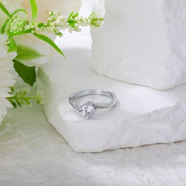 Molioaki Engagement Ring Women's 925 Sterling Silver Wedding Rings Women Rings 1ct Brilliant Cut 5A Cubic Zirconia Individual Ring Engagement Wedding Gift, Non-precious metal, Cubic Zirconia