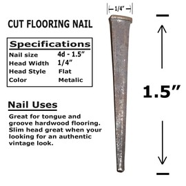 1.5" - 4d CUT FLOORING NAILS - Antique Historic Reproduction Nails (20)