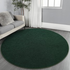 Gifeas Ultra Soft Round Area Rugs for Living Room Bedroom, 4x4 Feet Deep Green Thickened Memory Foam Modern Indoor Circle Carpets, Non-Slip Comfy Circular Rug for Boys Girls Nursery Room Home Decor