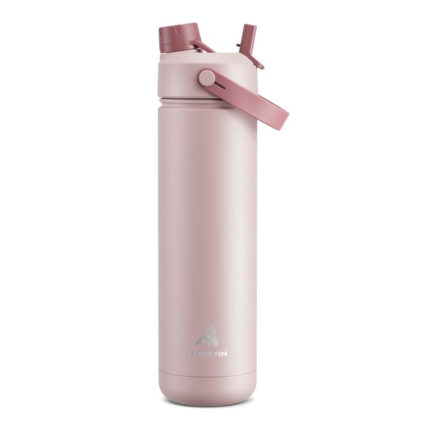 POWCAN 26 oz Insulated Water Bottle with 2-in-1 Straw and