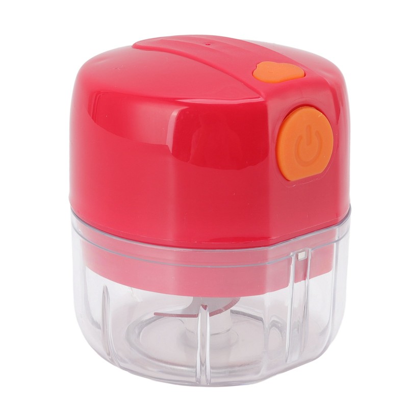Garlic Chopper USB Charging Portable Red Double Blade 360 Degrees
