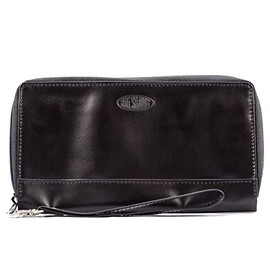 Big Skinny Women's Panther Leather Clutch Slim Wallet, Holds Up to 40 Cards, Black
