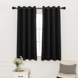 Pickluc Black Blackout Curtains with Grommet 63 Inches Long 2 Panels Set, Light Blocking Window Drapes for Living Room, Thermal Insulated, Noise Reduction, Privacy Protection, 52" Wide x 63" Length