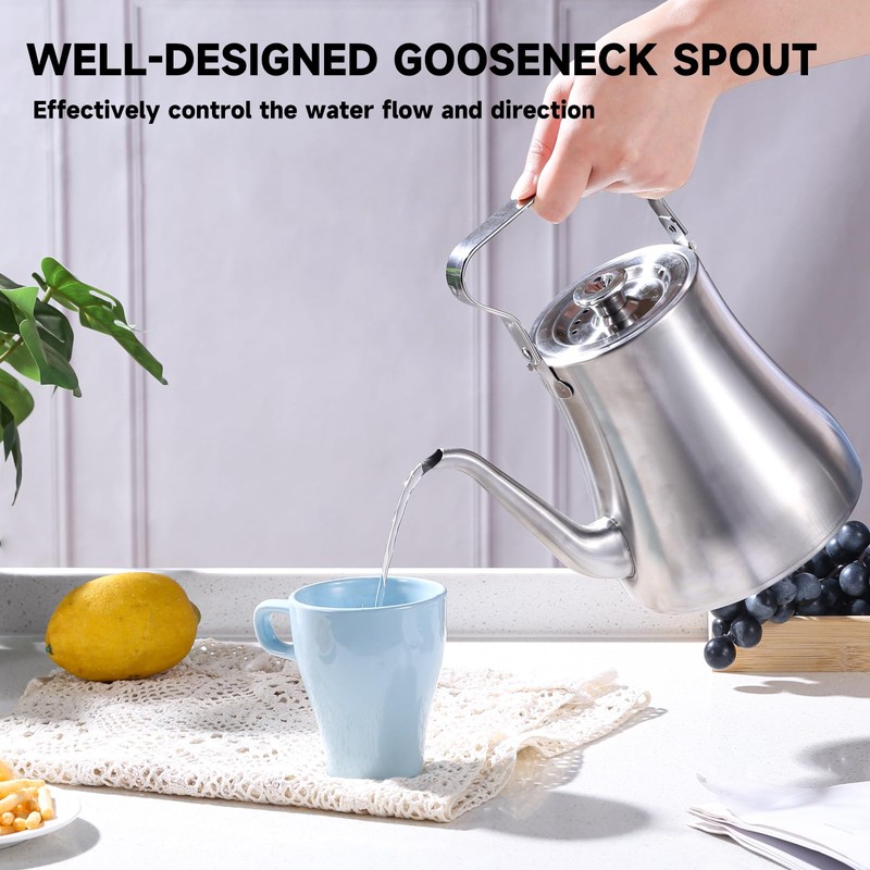 GURUDAR 68OZ/2000ML Stainless Steel Teapot with Removable Infuser for Loose