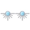 Emerald/Larimar/Moonstone/Opal Stud Earrings for Women Sterling Silver Tiny Sun Stud