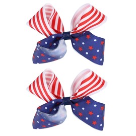 American Flag Hair Clip for Baby Girls Red White Blue Hair Clips Patriotic Hair Bow Clips for 4th of July Hair Accessories Grosgrain Hair Bows TSFJ48 (Hair Clip 4)