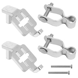 2-Pack T-Post Gate Hinge Kit, Heavy Duty 1-3/8" U-Bolt Clamps, Latch & Bolt Combo for Metal Posts & Chain Link Gates - Farm & Backyard Use (Silver), Right-Angled Latch