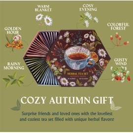 ACORUS Autumn Taste Tea Set, Natural Herbal Tea Variety Pack, Assorted Tea Box, Tea Gift Set of 6 Different Teas, Herbal Tea Sampler of 60 Tea Bags Individually Wrapped, Discover Rich Autumn Teas