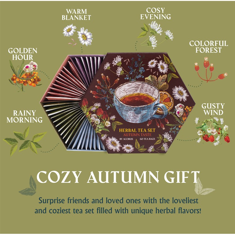 ACORUS Autumn Taste Tea Set, Natural Herbal Tea Variety Pack,