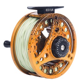 Maxcatch ECO Fly Reel Large Arbor with Diecast Aluminum Body(2/3wt 3/4wt 5/6wt 7/8wt) (Reel with Line Brown Trout, 5/6 Weight)