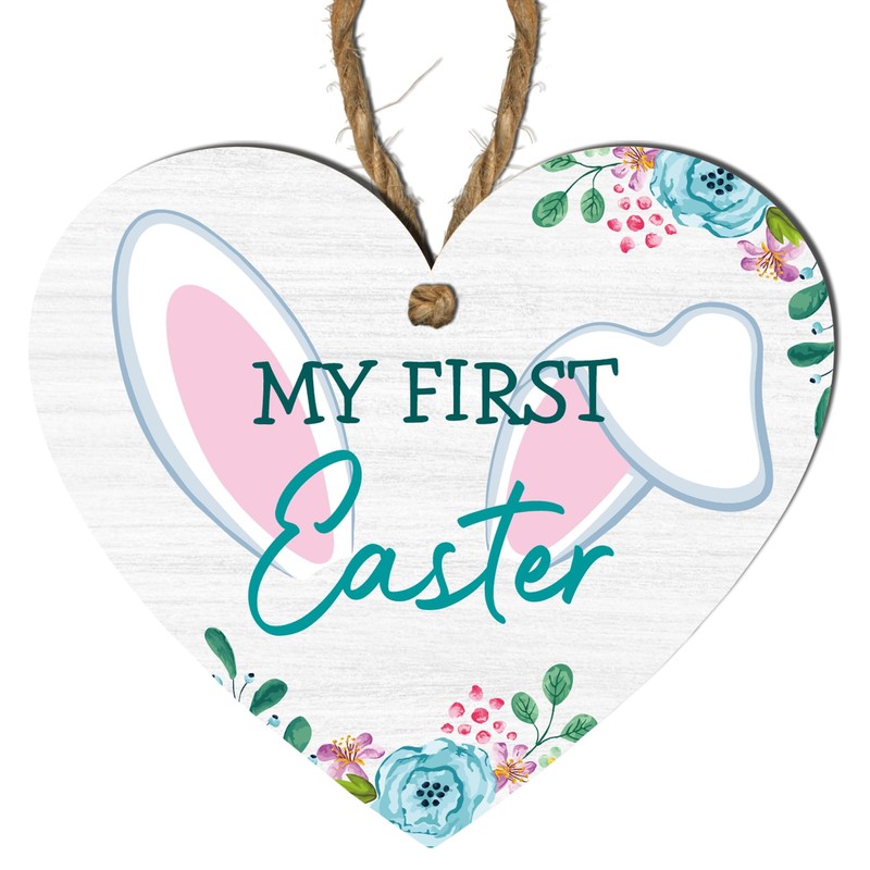 My First Easter Wooden Heart Plaque | Rabbit Ears &