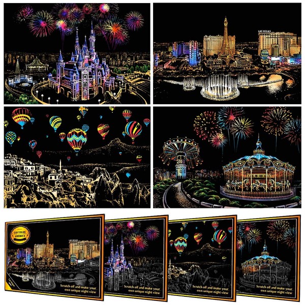 Scratch Paper Rainbow Painting Sketch Pads DIY Art Craft Night