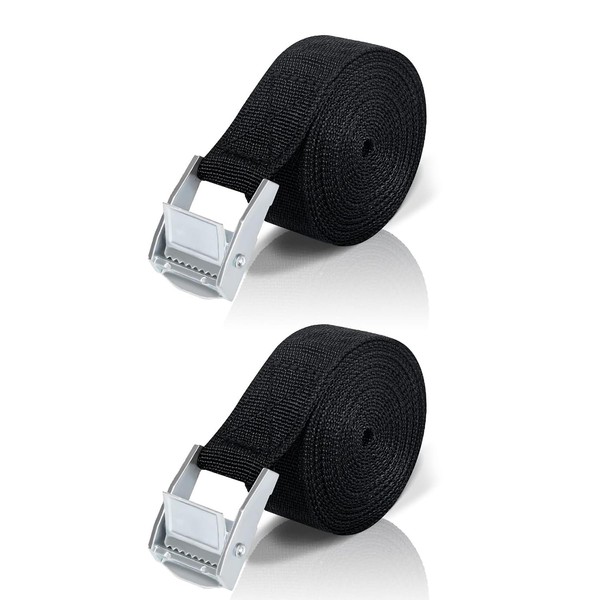 ieron Pack of 2 Tie Down Straps with Ratchet, 1