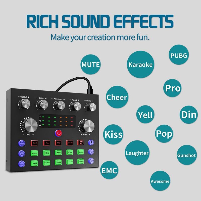 Squarock V8S Audio Interface with DJ Mixer for PC/Phone/Laptop,Recording,Streaming,Gaming