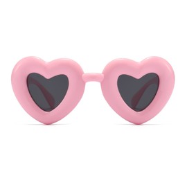 Long Keeper Retro Heart Sunglasses - Inflated Heart Glasses Polarised Vintage Sunglasses Women UV400 Protection Heart Shape Sunglasses Party Glasses, pink