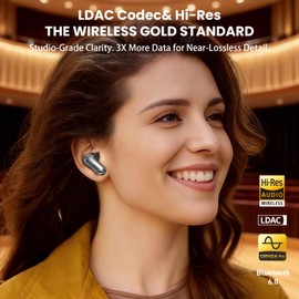 TOZO NC20 Active Noise Cancelling Wireless Earbuds, IPX8 Waterproof Ear Buds, LDAC Hi-Res Sound Stereo Bass, 6 Mics AI Call, Multipoint Pairing, 80H Playtime, Translation Earbuds, Wireless Charging