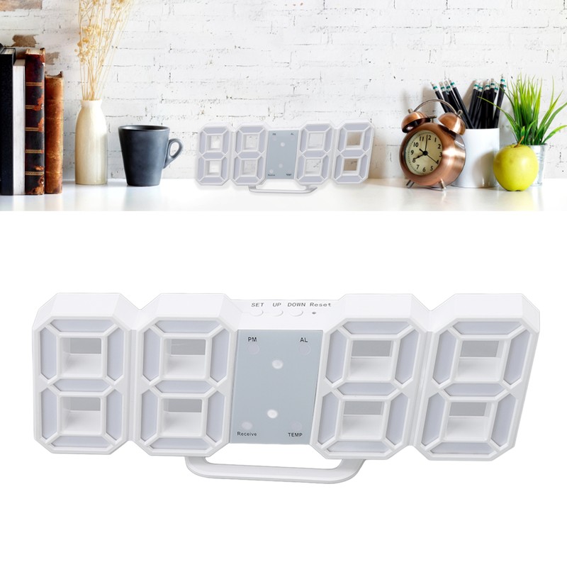 3D LED Digital Clock Time Temperature Display Night Light Alarm